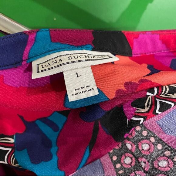 Dana Buchman Pink Floral and Geometrical Print Top Size L - Picture 6 of 6